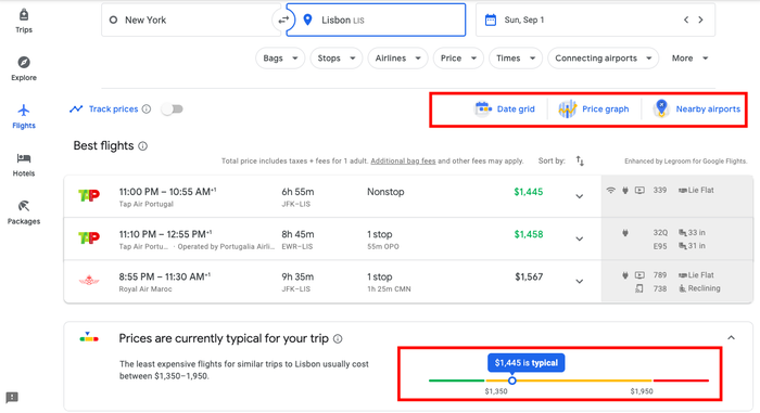 Google Flights Flight Insights