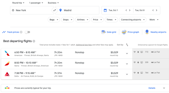 Google Flights Flight Search