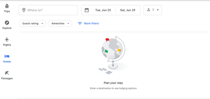 Google Flights hotels