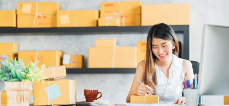 Woman Running Shipping Business