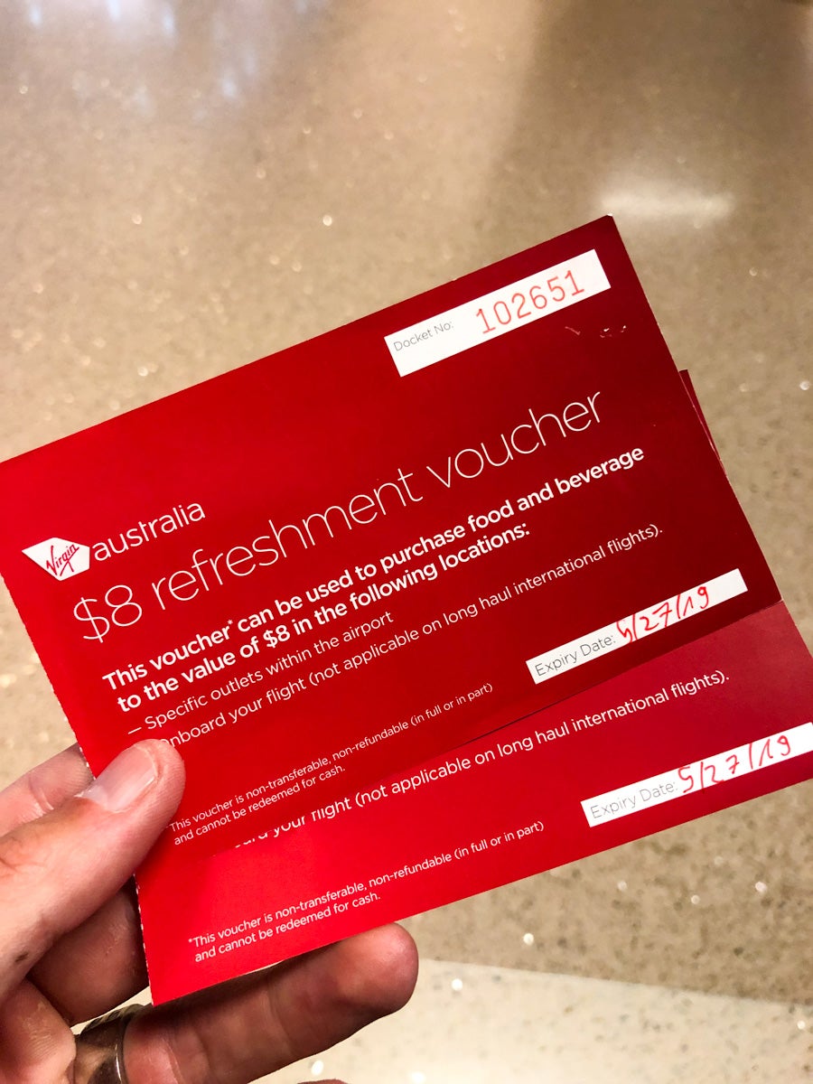 Virgin Australia refreshment voucher