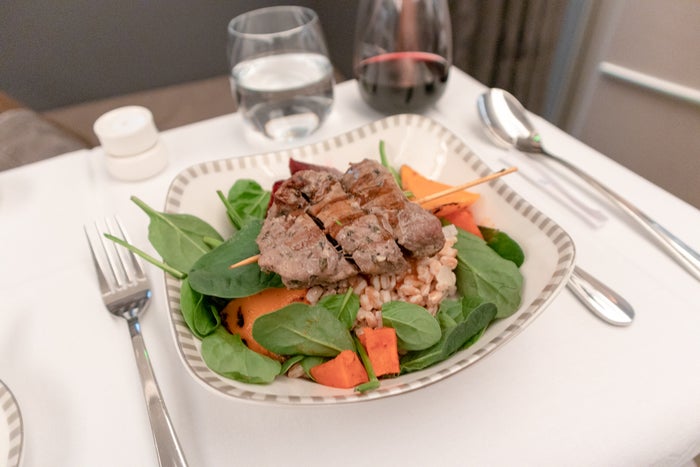 Singapore Airlines Airbus A350 Business Class - Grilled Lamb Kab
