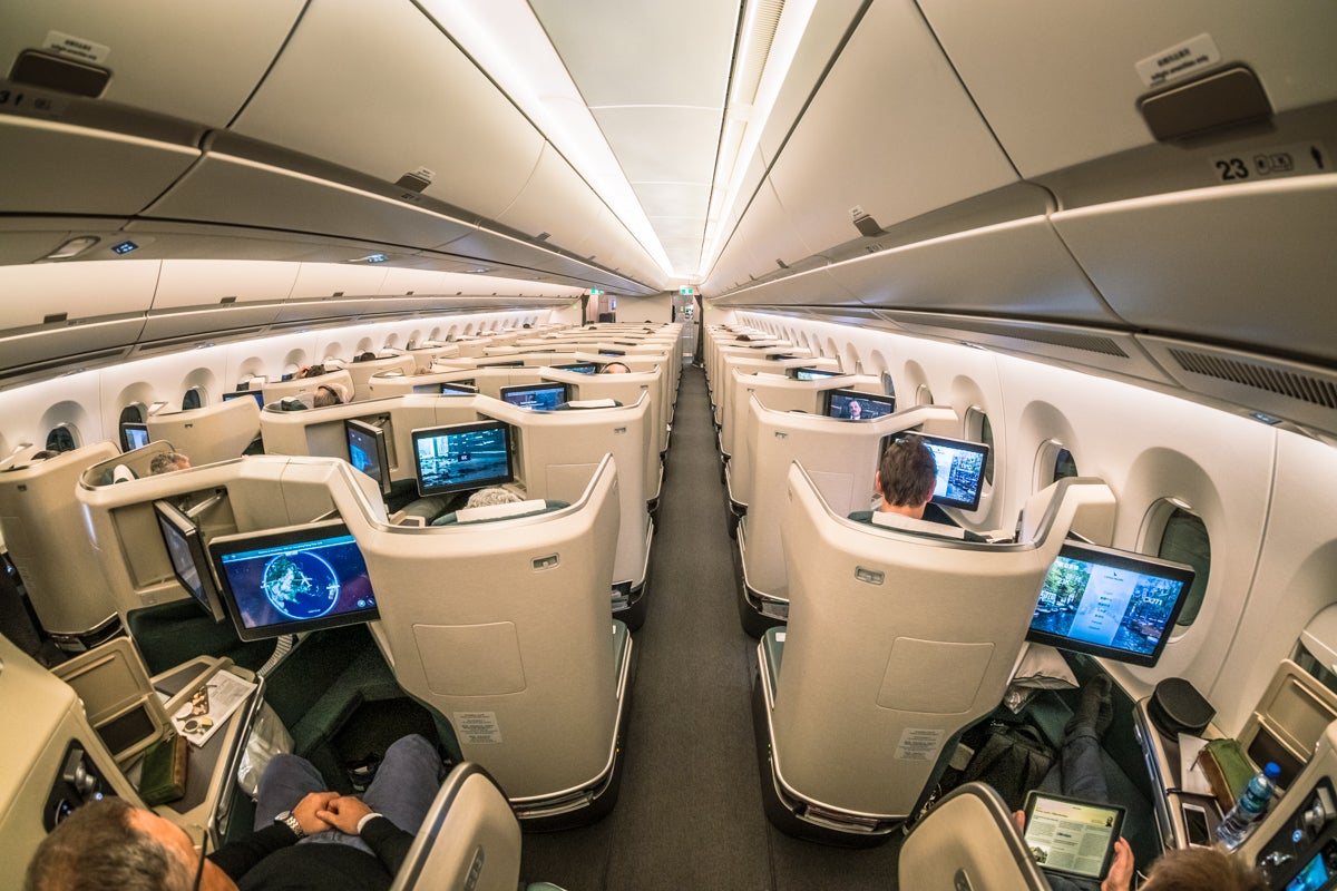 Cathay Pacific Airbus A350-1000 Business Class Cabin From Rear