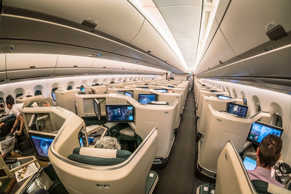 Cathay Pacific Airbus A350-1000 Business Class Cabin From Rear o