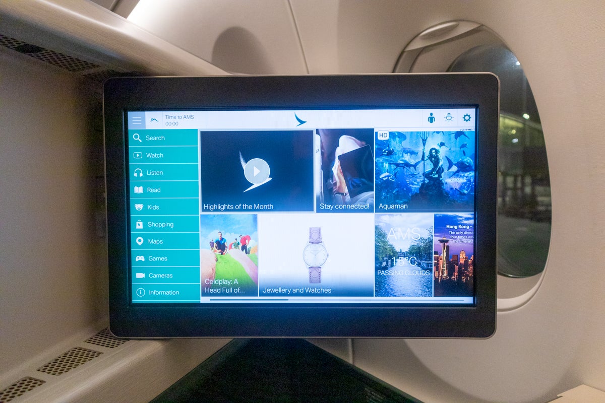 Cathay Pacific Airbus A350 Business Class IFE Home Screen