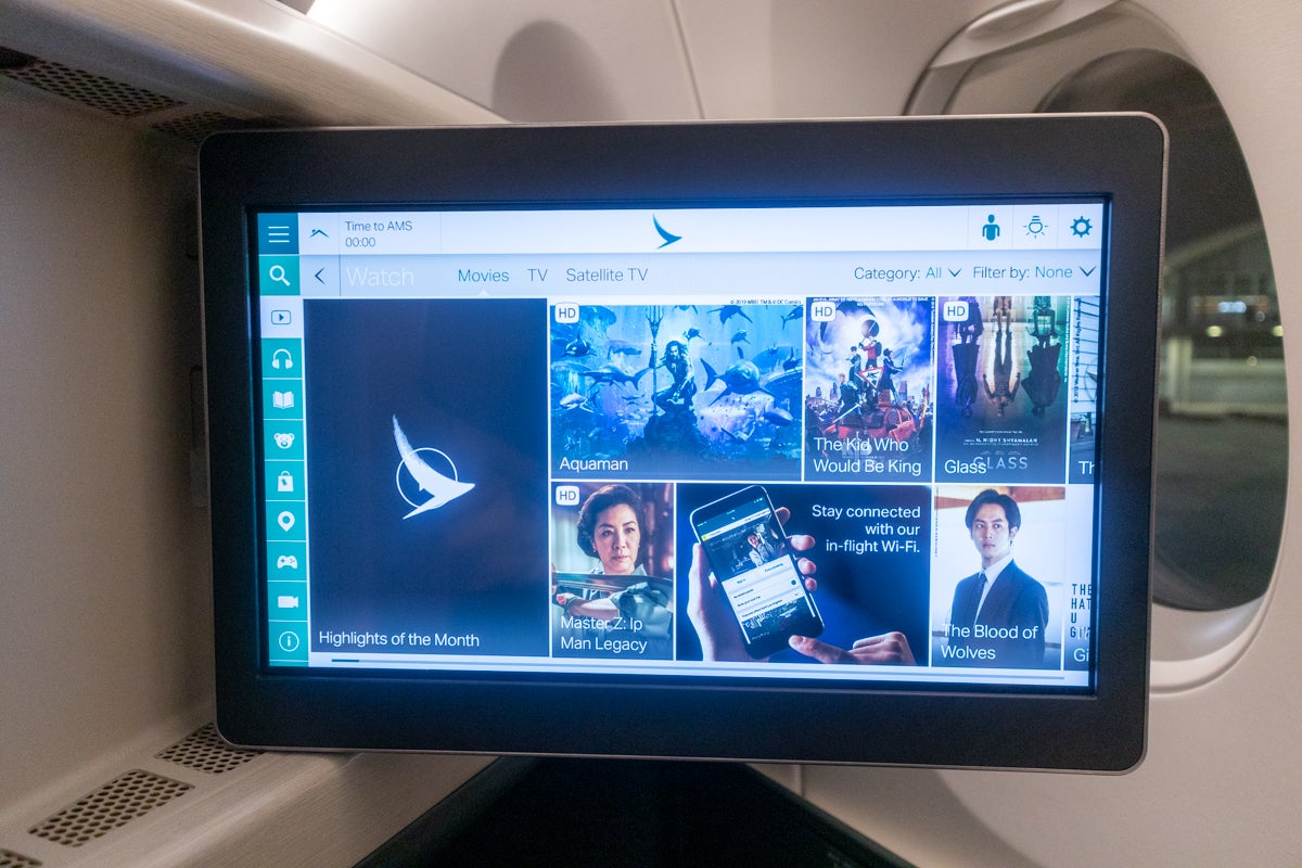 Cathay Pacific Airbus A350 Business Class IFE Content