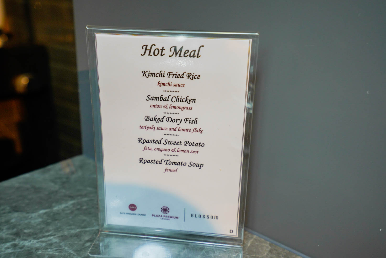 Blossom Lounge Hot Meal Selection Changi Airport T4 - Cherag Dubash