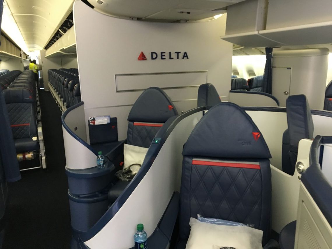 Delta Business Class Delta One 777 herringbone business class