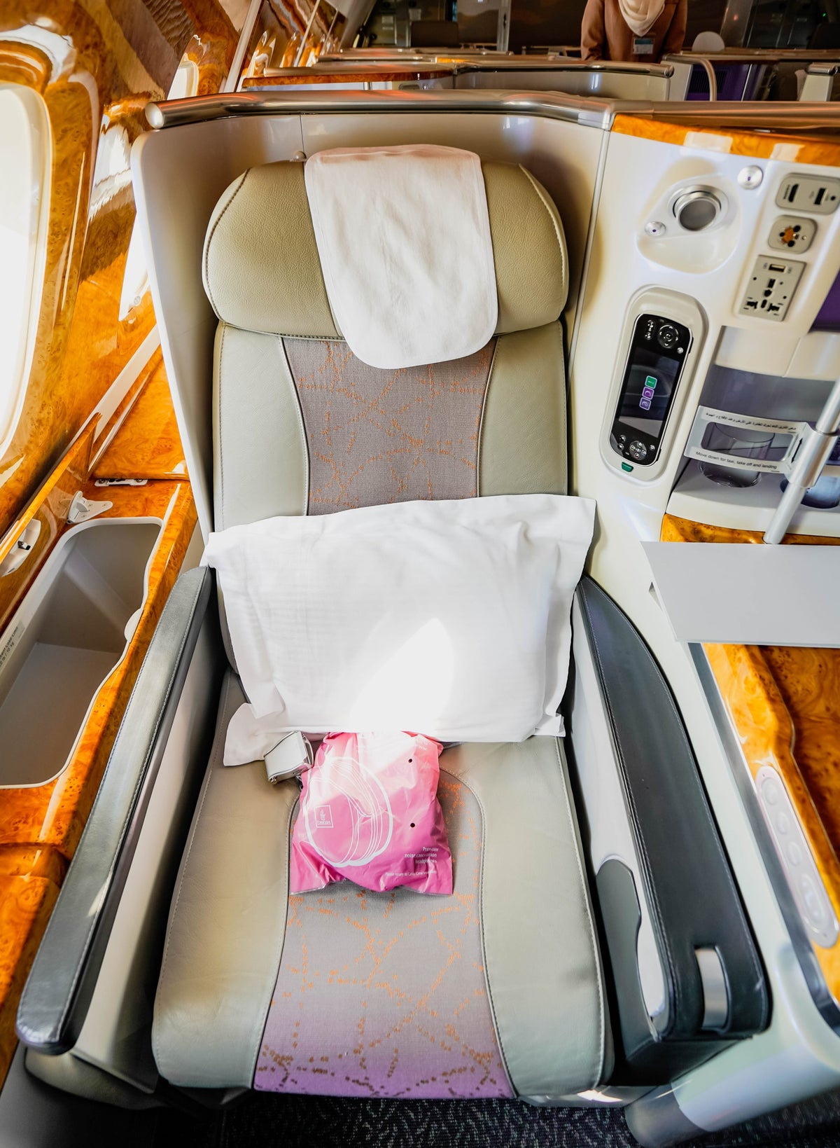 Emirates Inaugural World's Shortest A380 Flight Business Class Seat Cherag Dubash