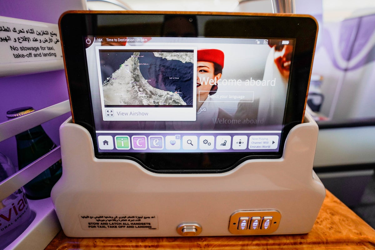 Emirates A380 Business Class Tablet