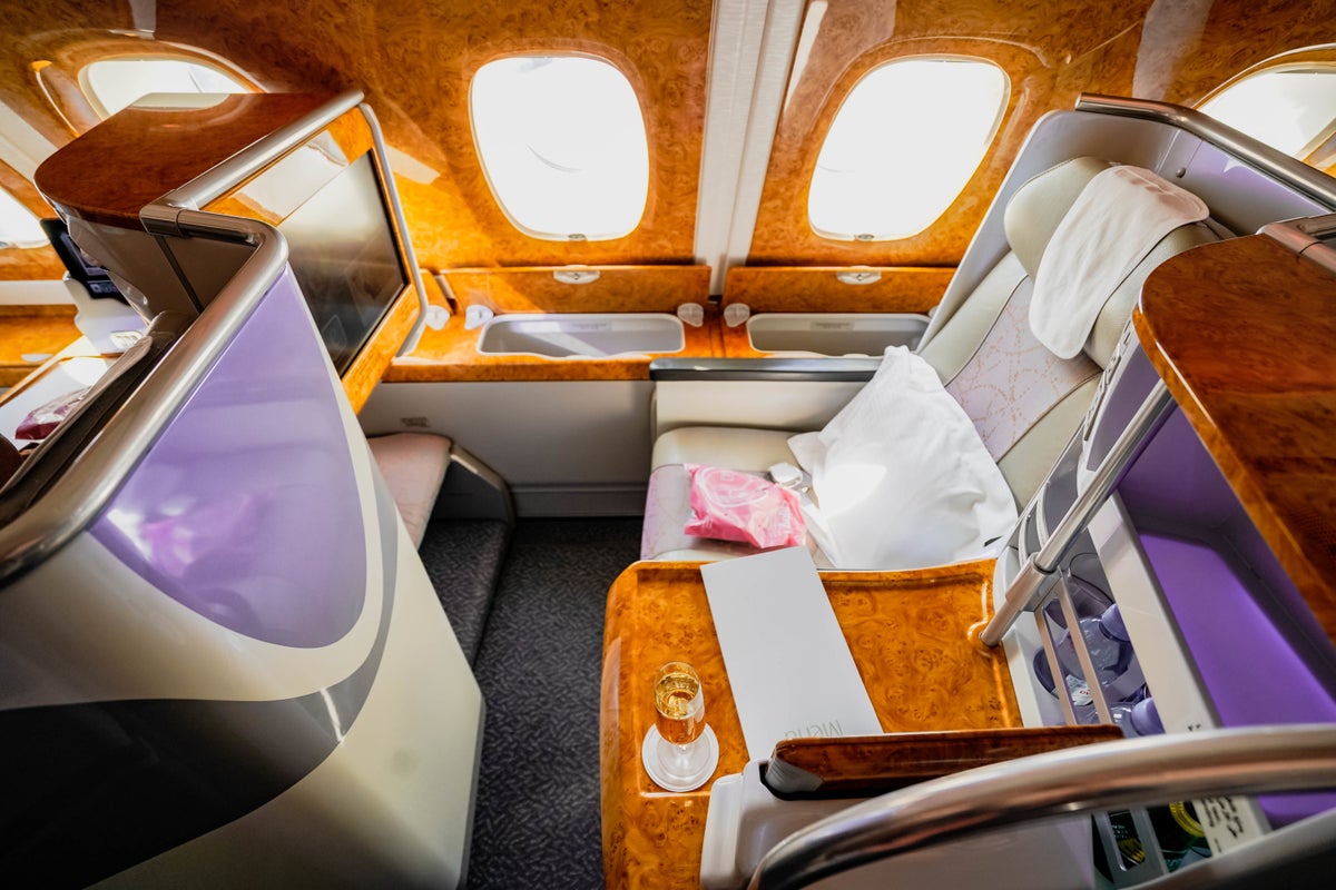 Emirates A380 Flight Business Class Window Seat