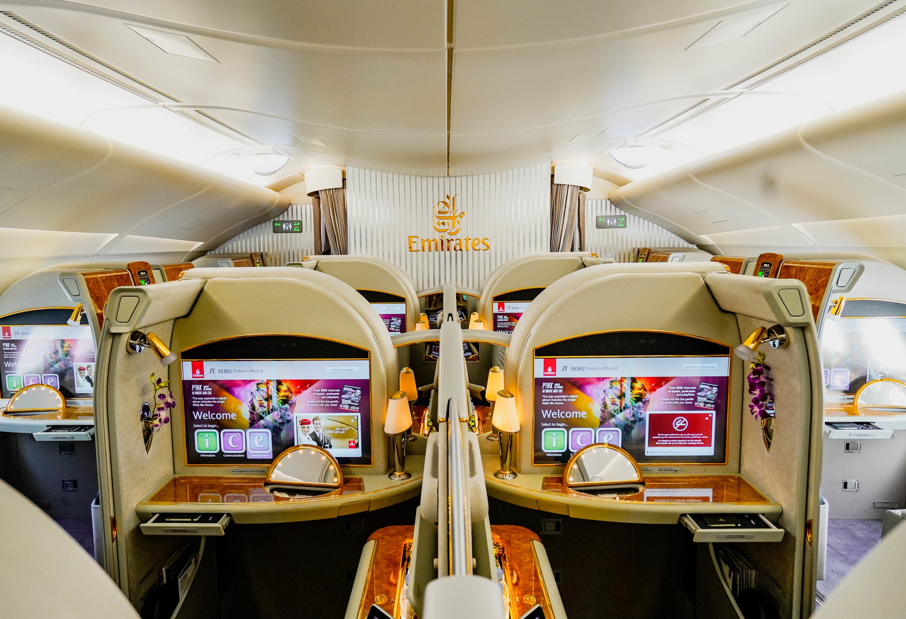 first class airplane bathroom