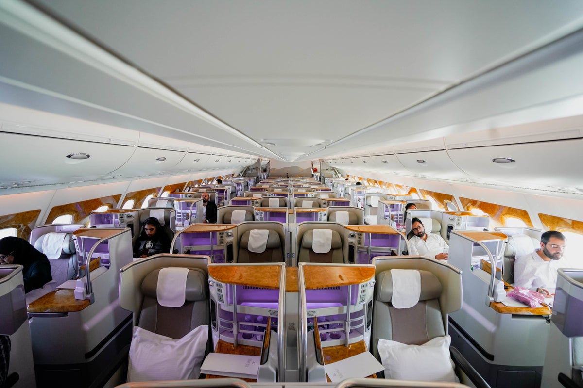 Emirates A380 Flight Forward Business Class Cabin