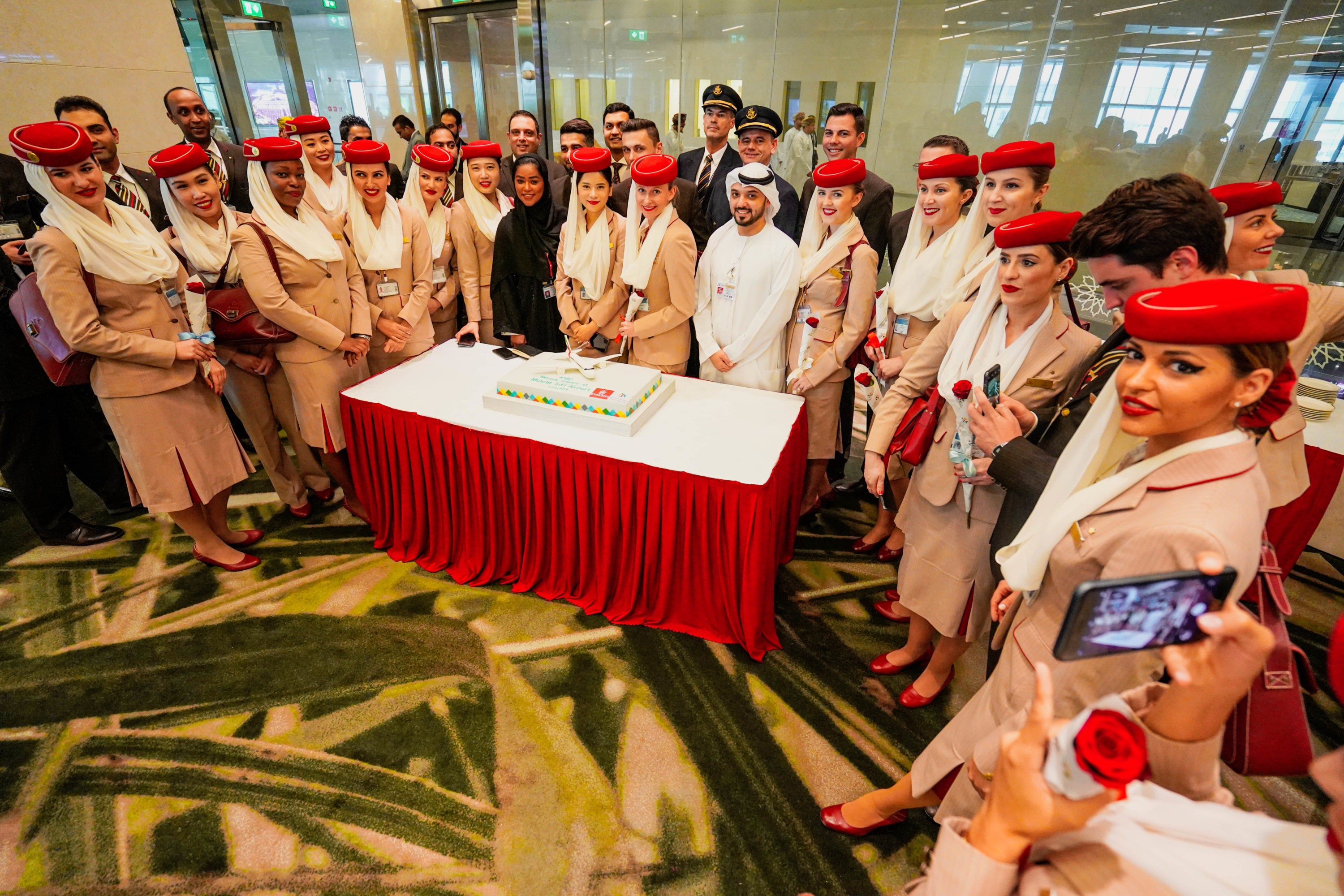 Emirates World's Shortest A380 Inaugural Flight - Cake Cutting