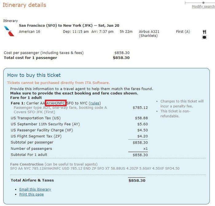 ITA Matrix Search for Booking Codes ITA Matrix Search for Booking Codes