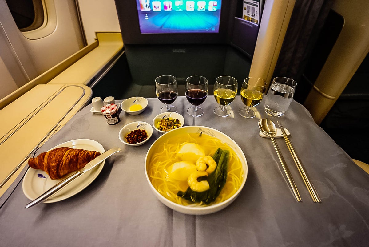 Korean Air Boeing 777 First Class Noodle Soup - Cherag Dubash
