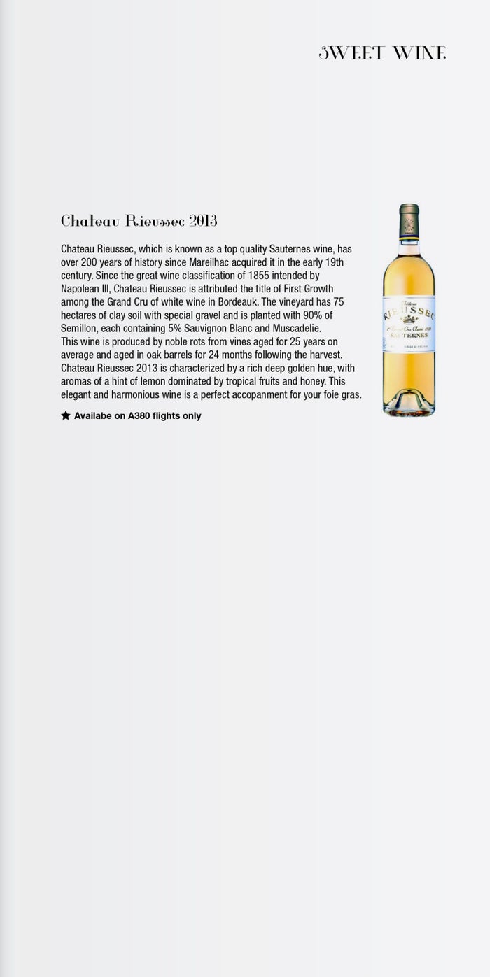 Korean Air Boeing 777 First Class Sweet Wine List Cherag Dubash