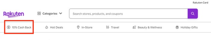 Double Cash Back Stores Rakuten 10% cash back rewards