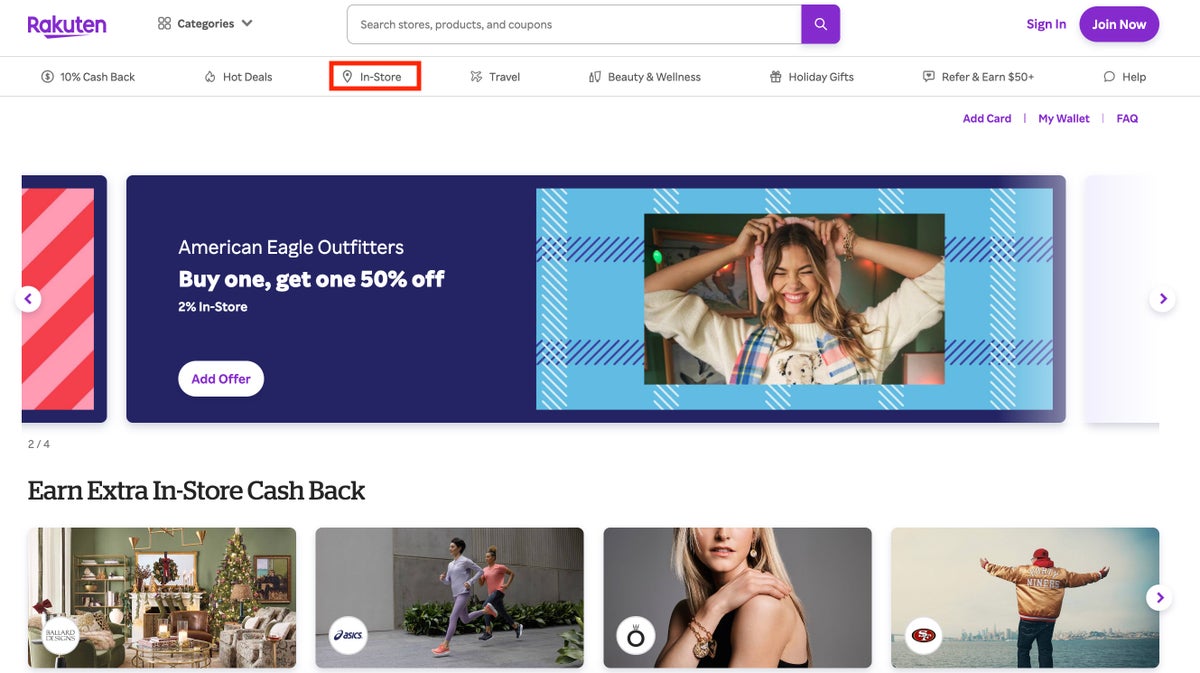 Rakuten in store rewards