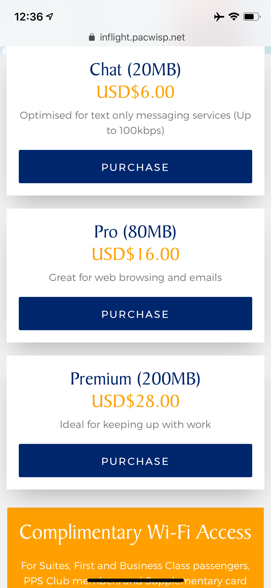 Singapore Airlines Inflight Wi-Fi Prices