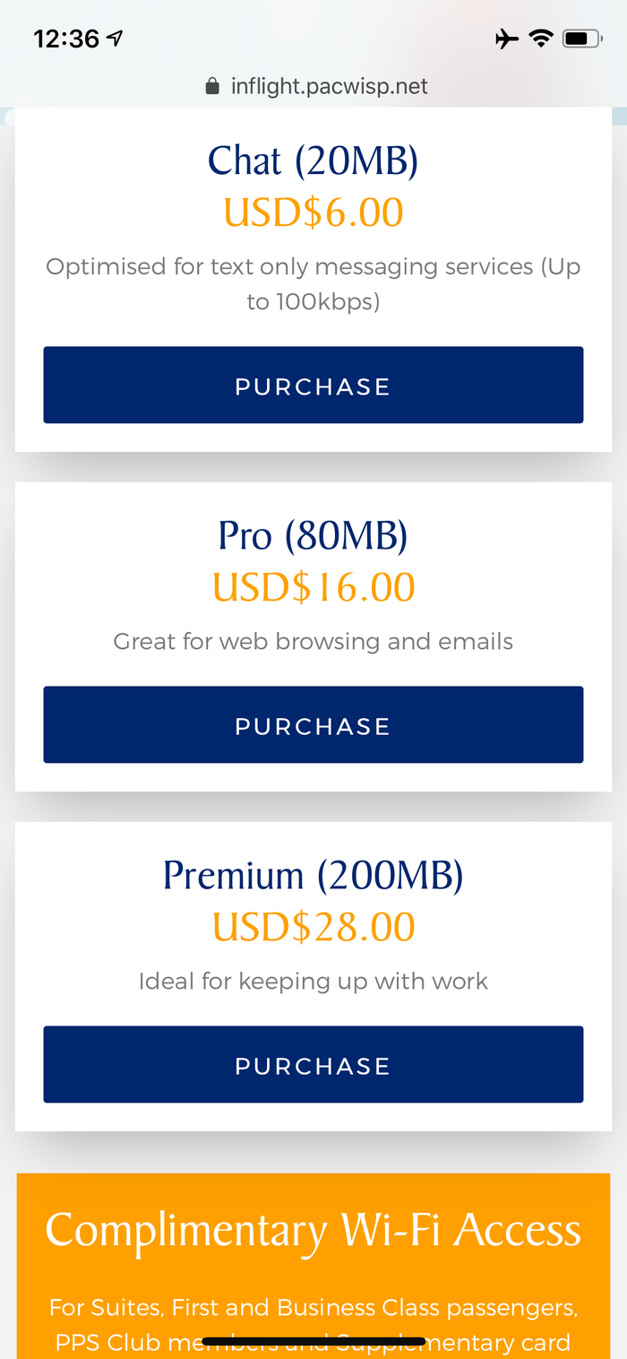 Singapore Airlines Inflight Wi-Fi Prices