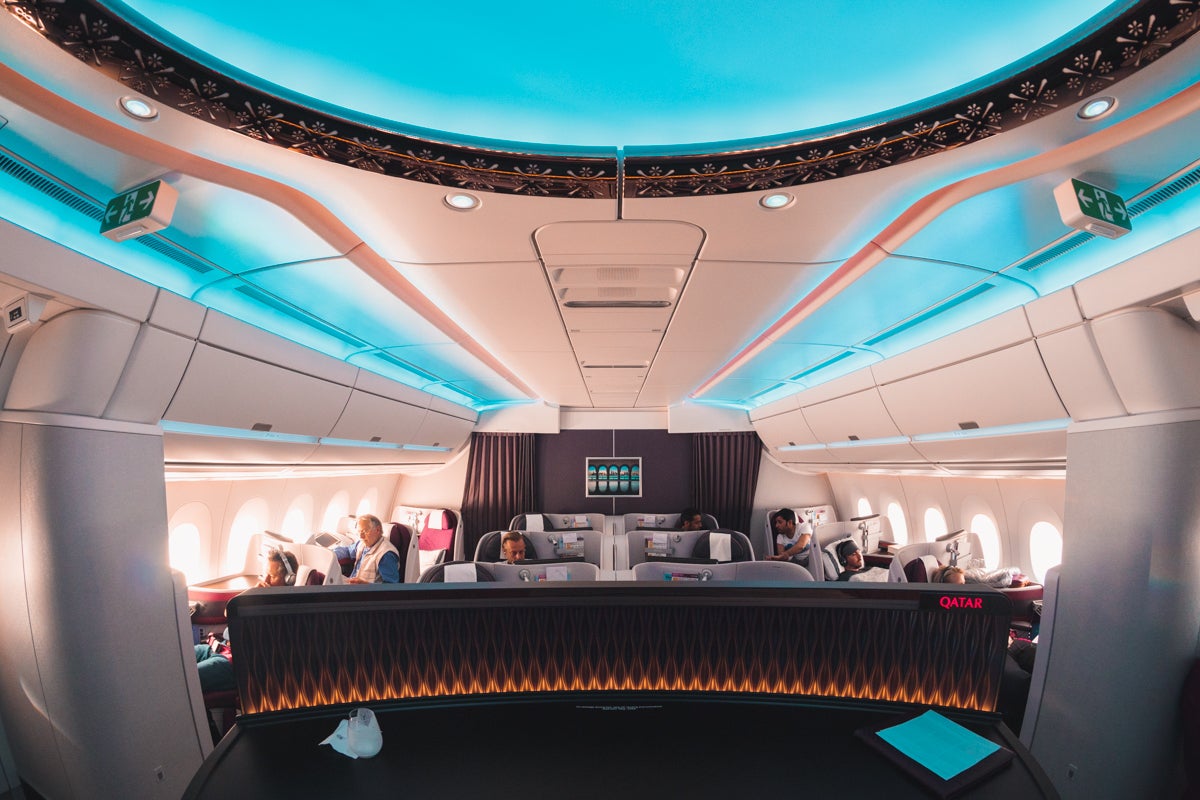 Qatar Airways Airbus A350 Business Class - Immense Ceiling Height & Rear Cabin