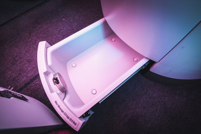 Qatar Airways Airbus A350 Business Class --- Under Seat Storage