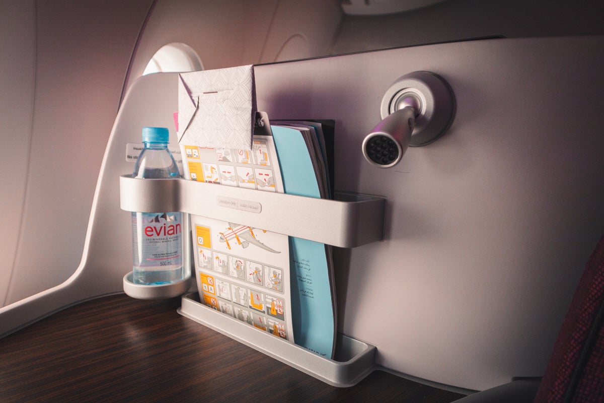 Qatar Airways Airbus A350 Business Class --- Bottle and Literature Storage