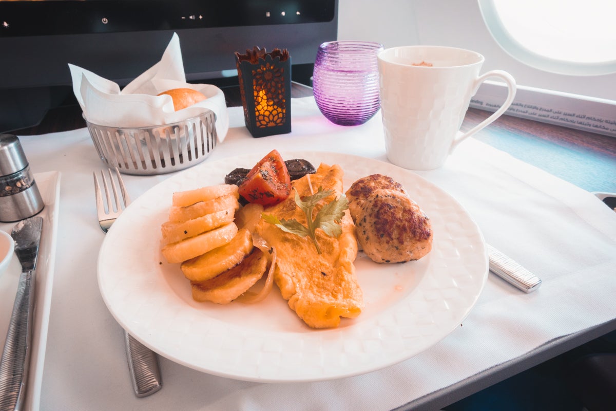 Qatar Airways Airbus A350 Business Class - Breakfast Omelette