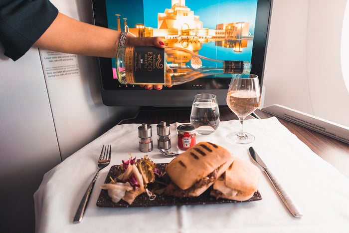 Qatar Airways Airbus A350 Business Class - Steak Sandwich
