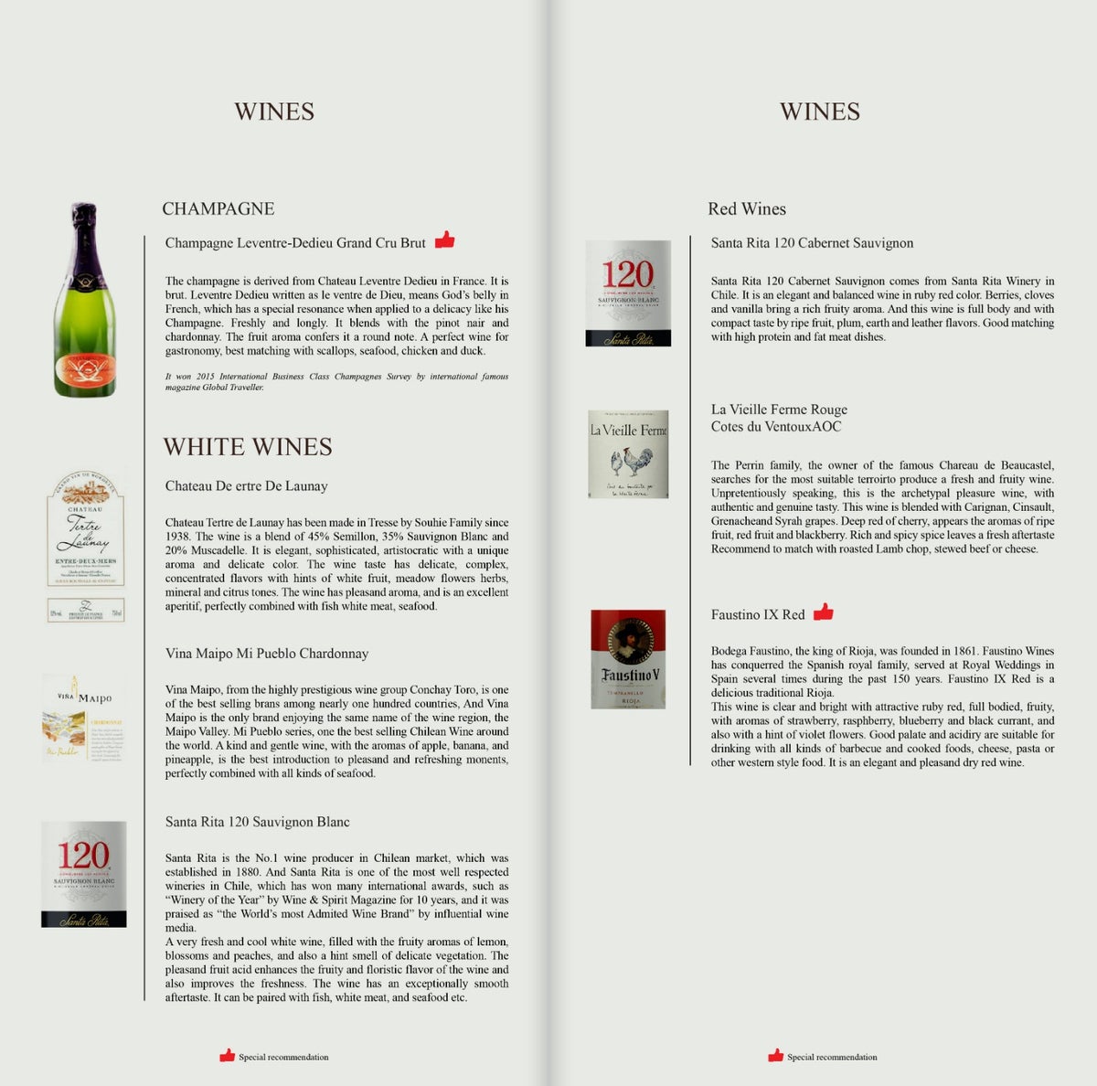 Hainan Airlines A350 Business Class Red White Wine List - Cherag Dubash