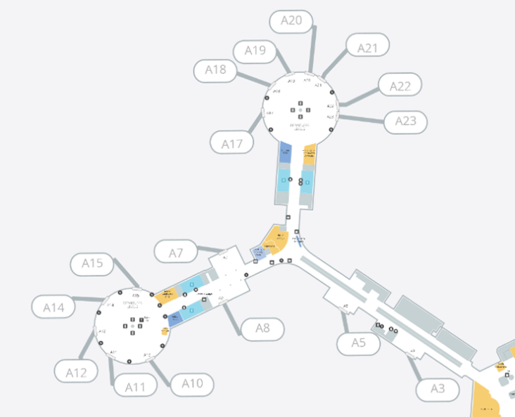 McCarran Airport Terminal Map   McCarran International Airport Terminal Concourse A 732x594 