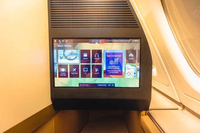 Etihad Airways Airbus A380 Business Class IFE Main Menu