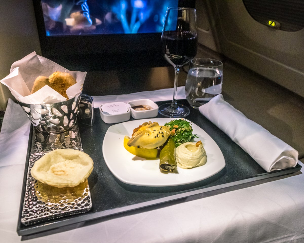 Etihad Airways Airbus A380 Business Class Dining - Arabic Mezze