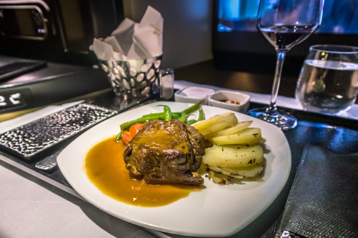 Etihad Airways Airbus A380 Business Class Dining - Beef Tenderloin