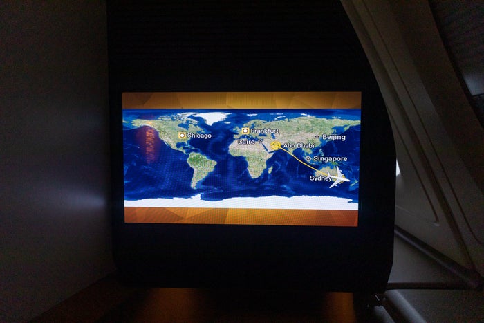 Etihad Airways Airbus A380 Moving Map