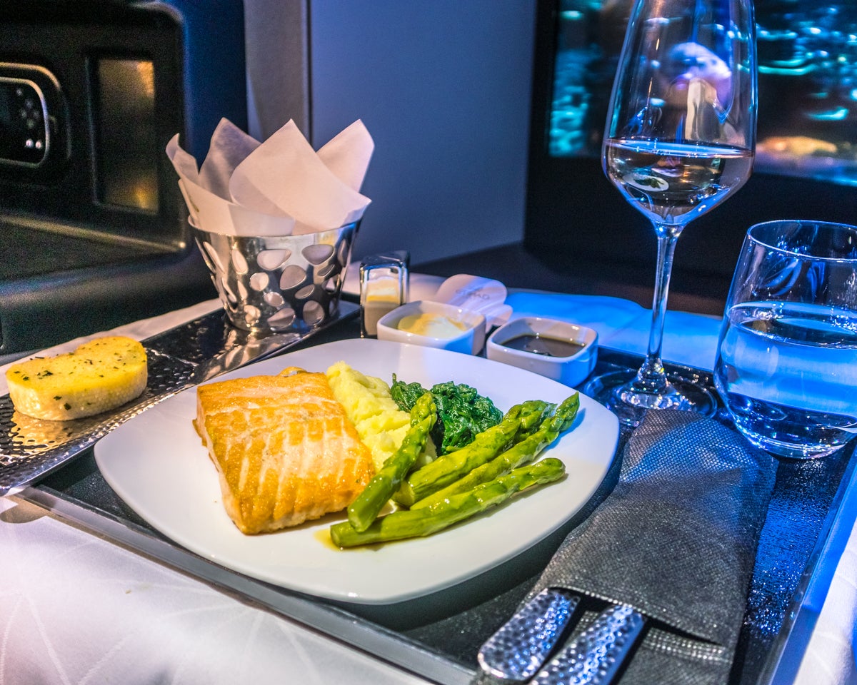 Etihad Airways Boeing 787-9 Business Class Main Meal - Grilled Salmon