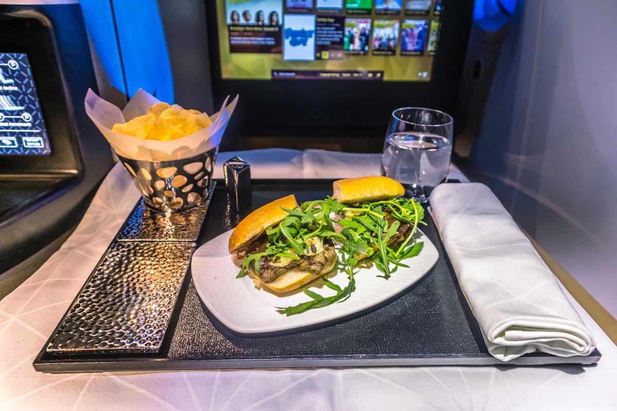 Etihad Airways Boeing 787-9 Business Class Signature Steak Sandwich