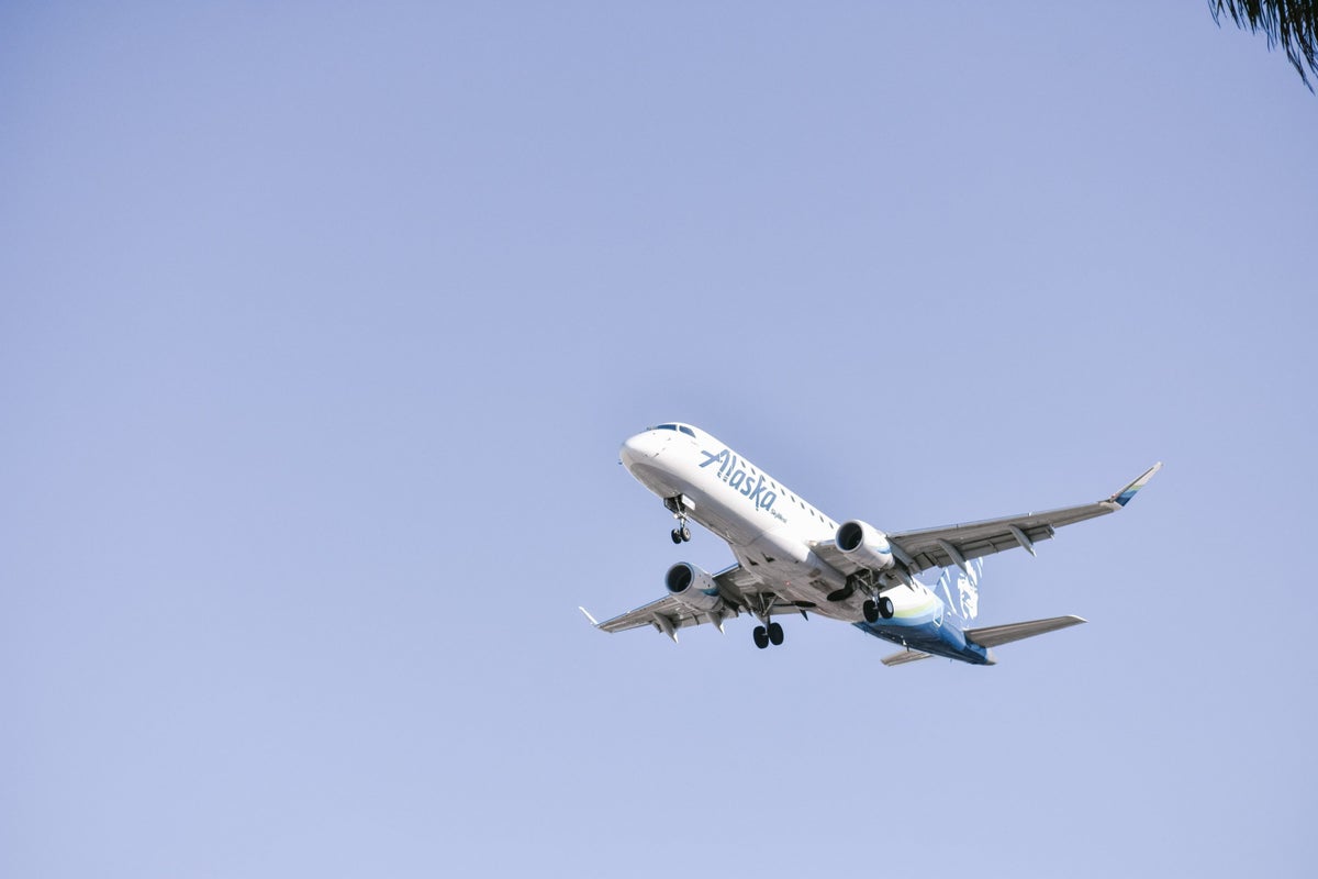 Alaska Airlines Plane Flying Overhead