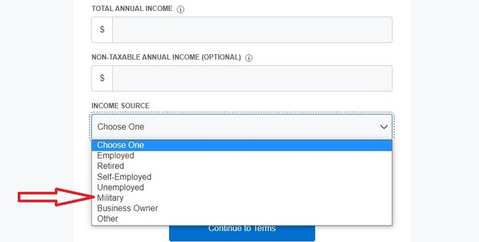 Amex Application Military