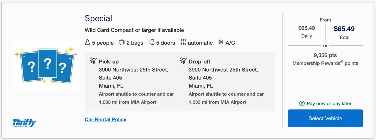 Amex travel special car rental