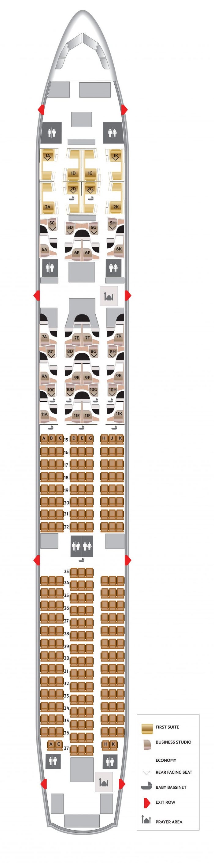 Etihad Airways Boeing 787 Seat Map
