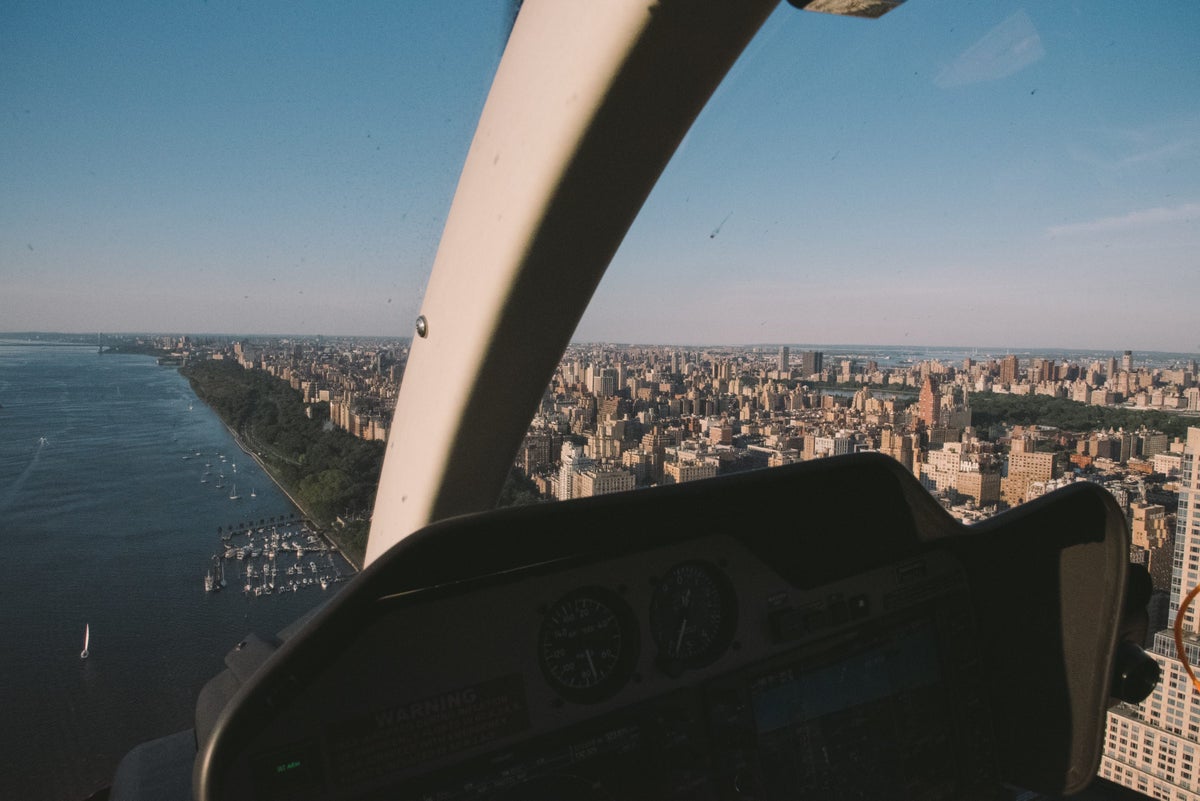 View From A Helicopter Flying Over Manhattan