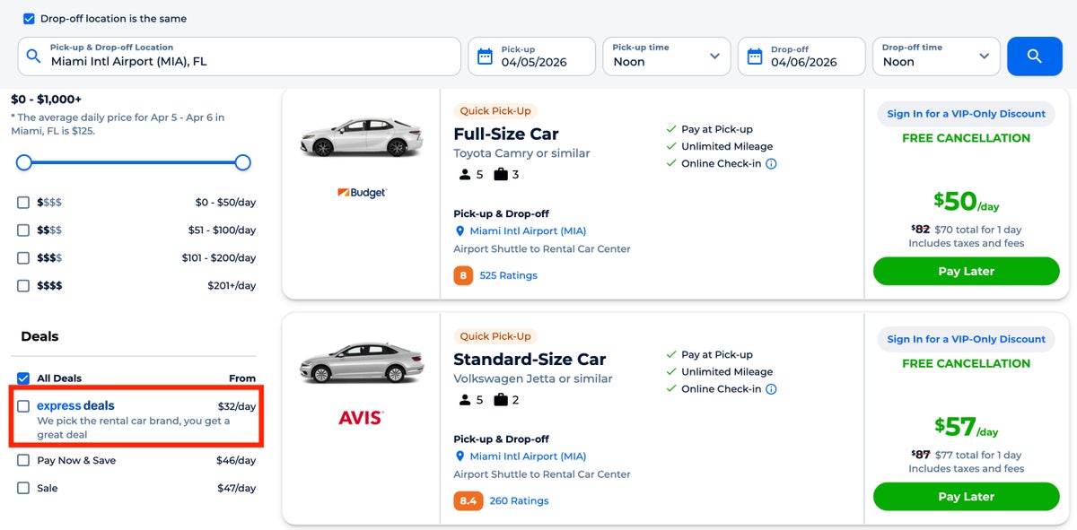 Priceline express deals rental car