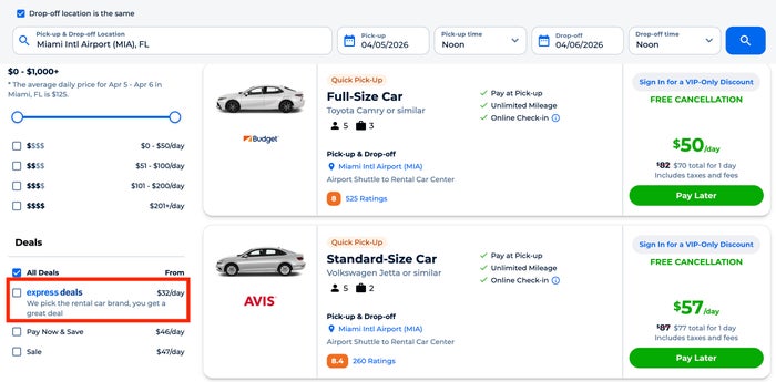 Priceline express deals rental car