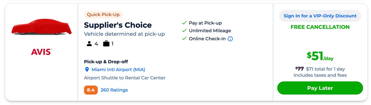 Priceline supplier's choice