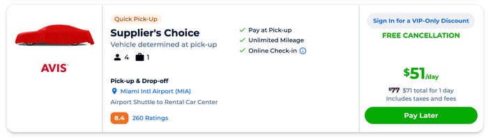 Priceline supplier's choice
