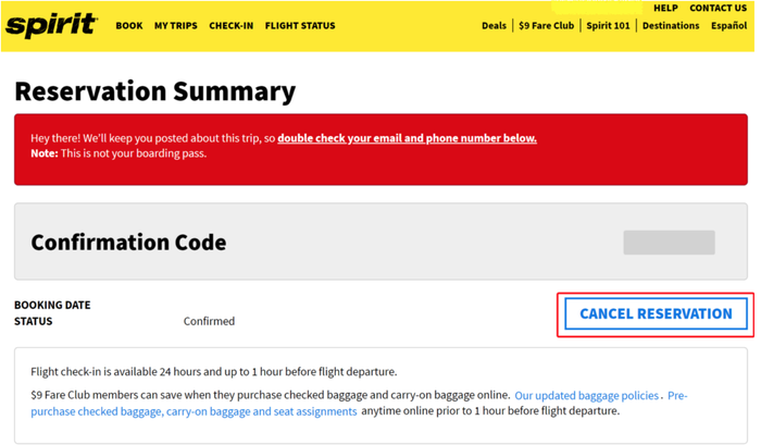 Spirit Airlines Cancel Flight Screen Spirit Airlines My Trips