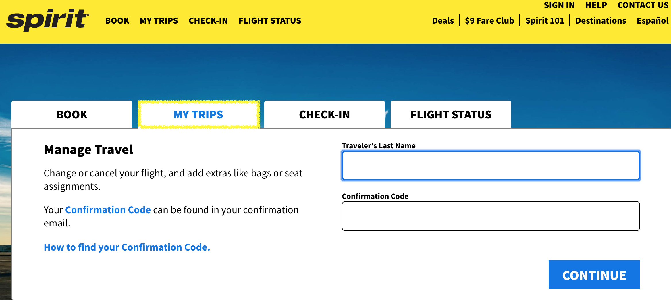my trips spirit airlines