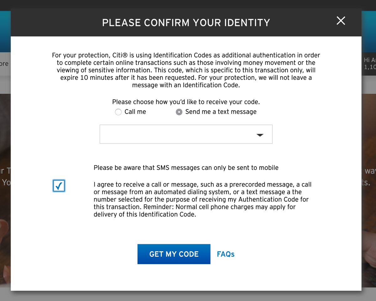 Verify Your Identity on The Citi Website